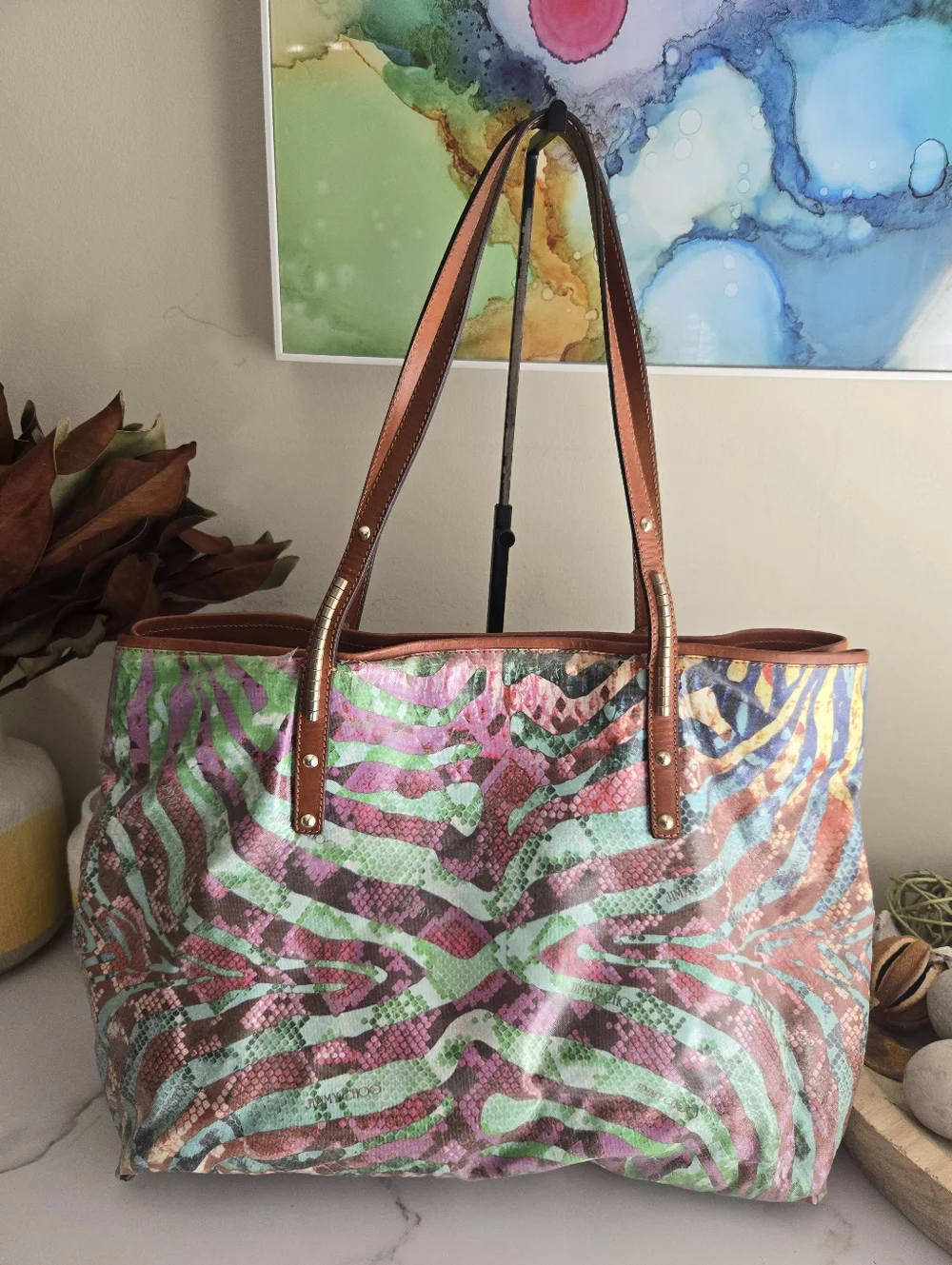 GUC Jimmy Choo Large Animal Print Tote Bag - Picture 5 of 16